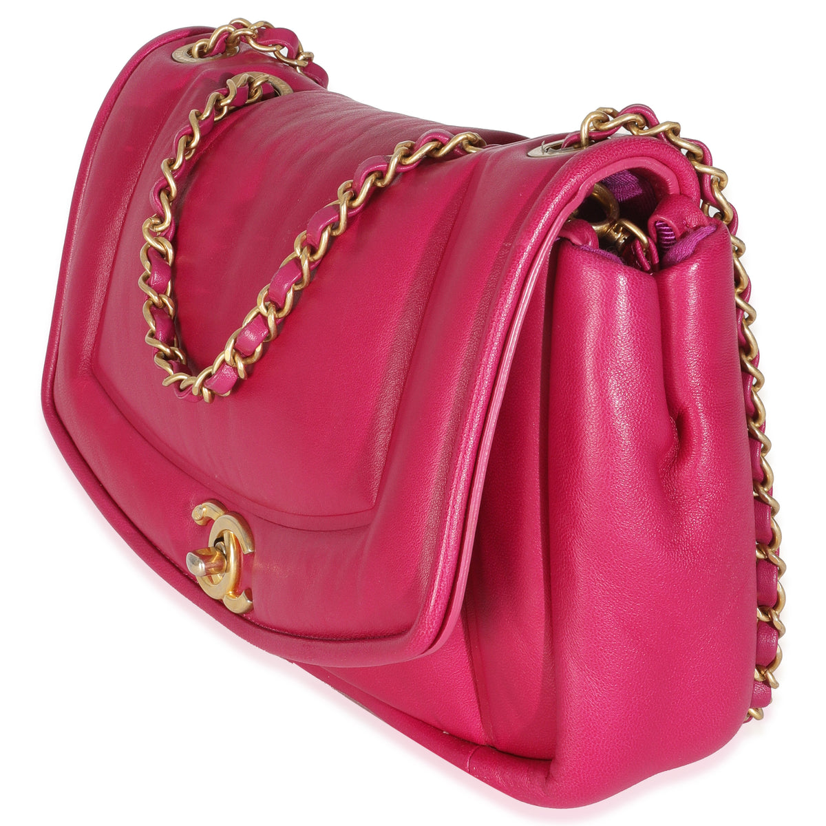 Chanel Dark Pink Lambskin Medium Simply Flap Bag Handbag sv