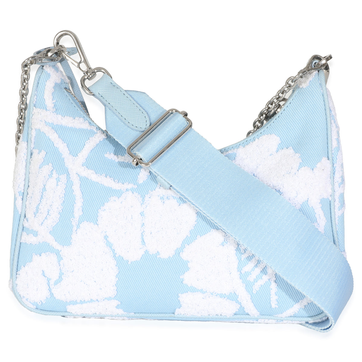 Celeste White Nylon Drill Logo Embroidered Re-Edition 2005 Bag