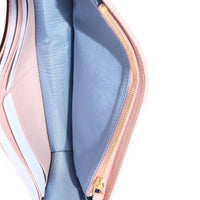 Light Pink Textured Calfskin Script Logo Wallet On Chain