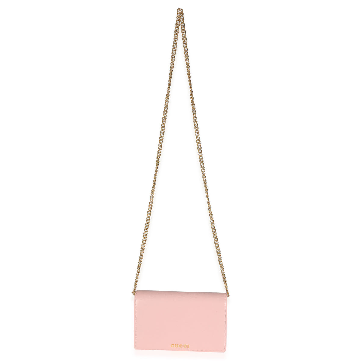 Light Pink Textured Calfskin Script Logo Wallet On Chain