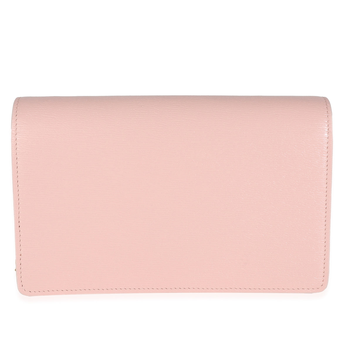 Light Pink Textured Calfskin Script Logo Wallet On Chain
