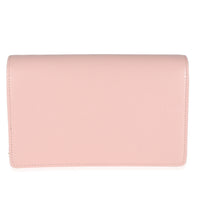 Light Pink Textured Calfskin Script Logo Wallet On Chain