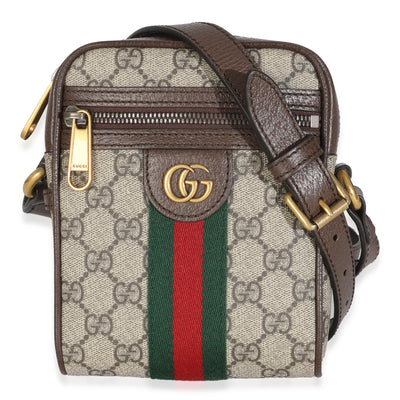 Brown GG Supreme Monogram Web Mini Ophidia Messenger