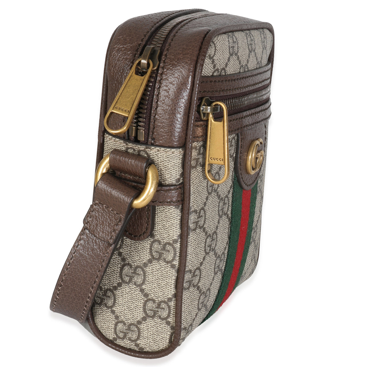 Brown GG Supreme Monogram Web Mini Ophidia Messenger