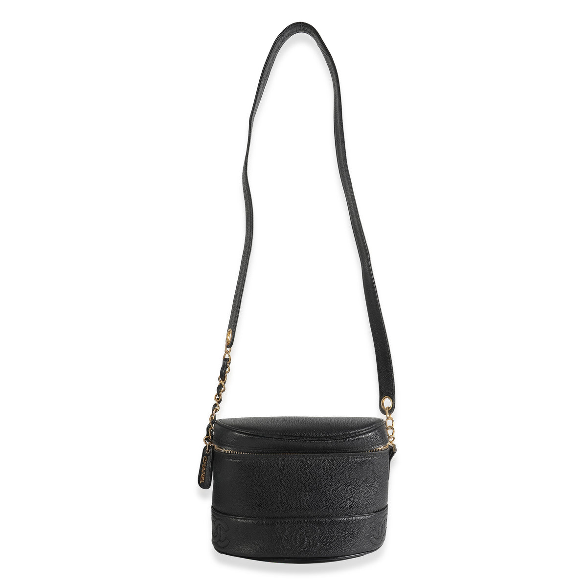 Vintage Black Caviar Triple CC Crossbody Handbag