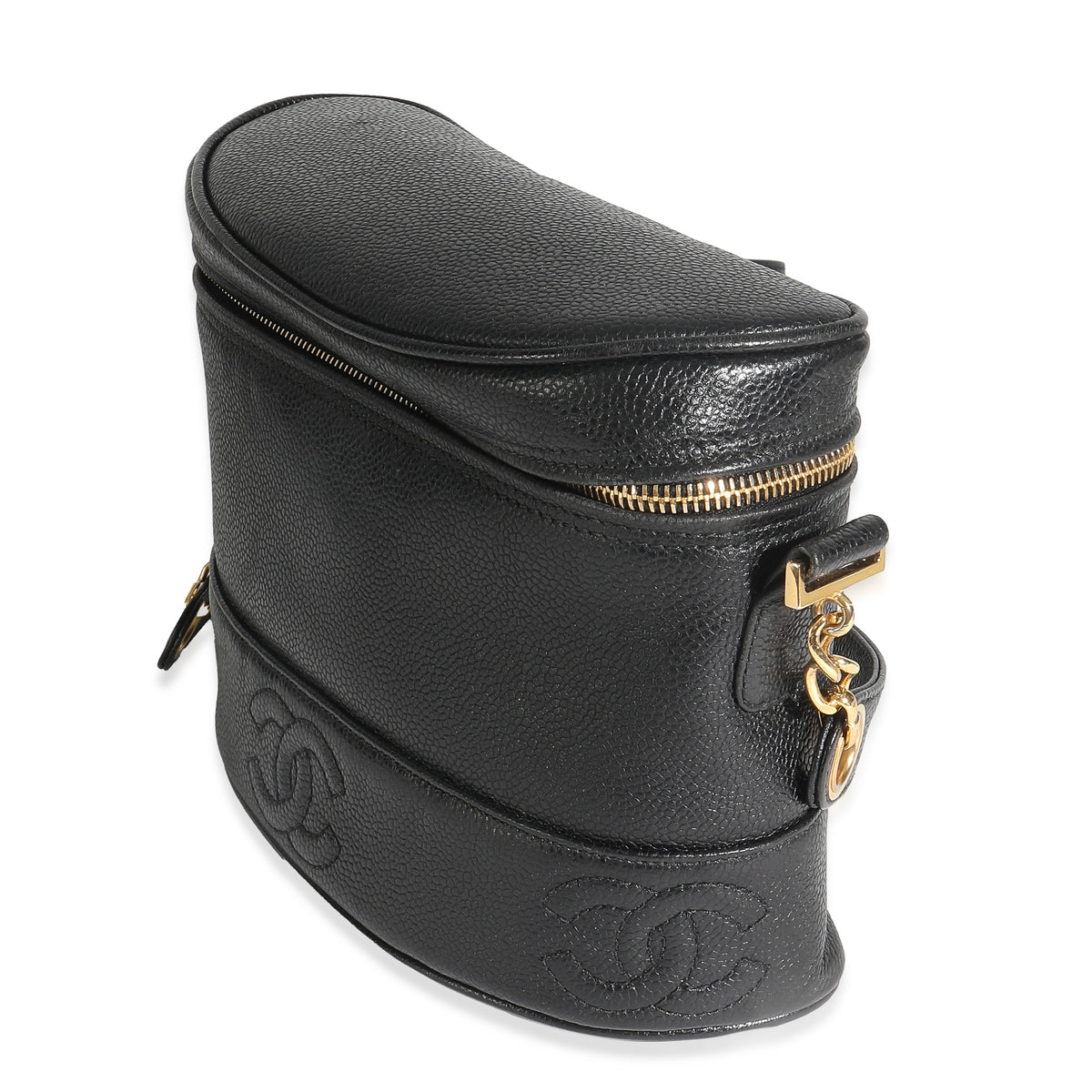 Vintage Black Caviar Triple CC Crossbody Handbag