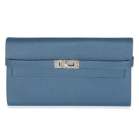 Deep Bleu Vert Bosphore Verso Epsom Kelly Wallet PHW