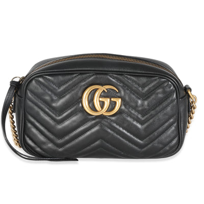 Black Matelasse Calfskin Small GG Marmont Camera Bag