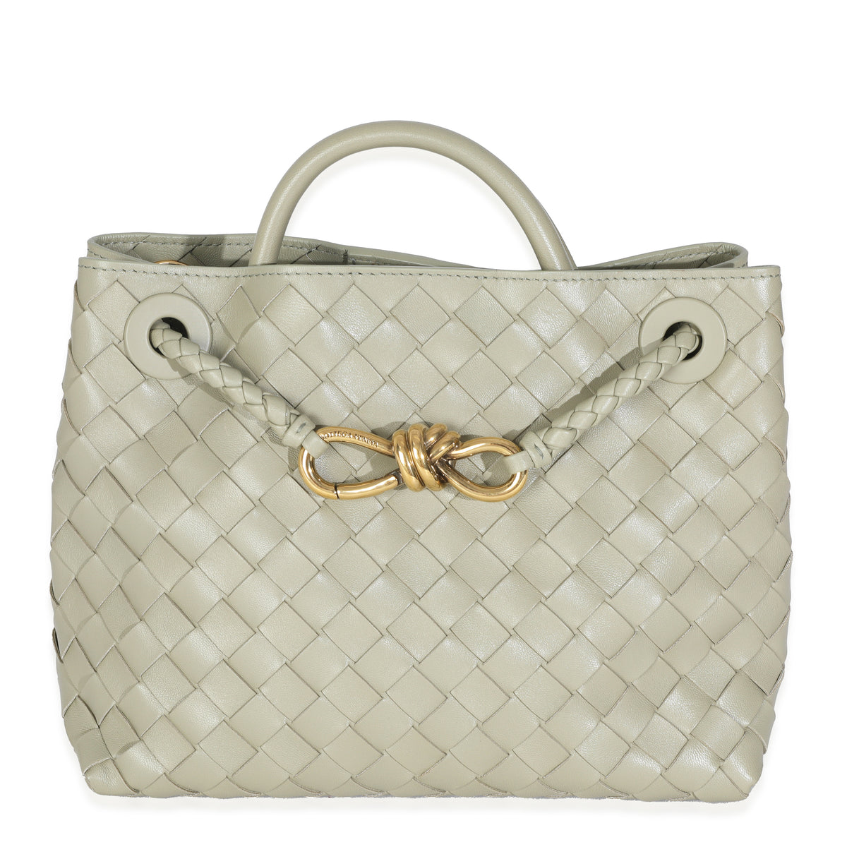 Travertine Nappa Intrecciato Small Andiamo Bag