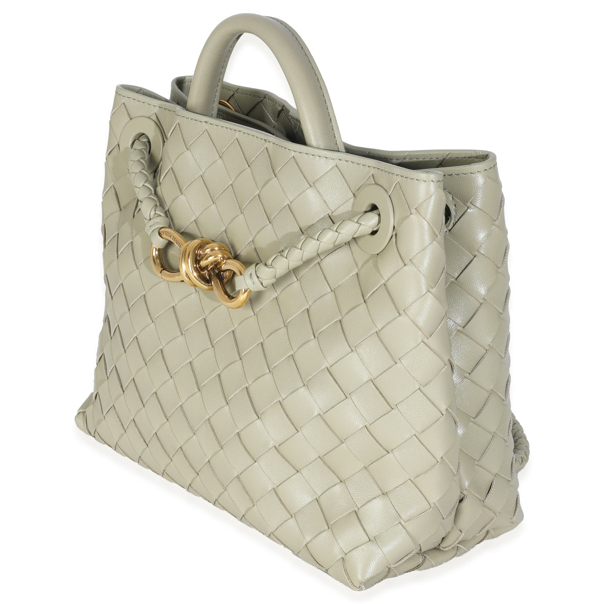 Travertine Nappa Intrecciato Small Andiamo Bag