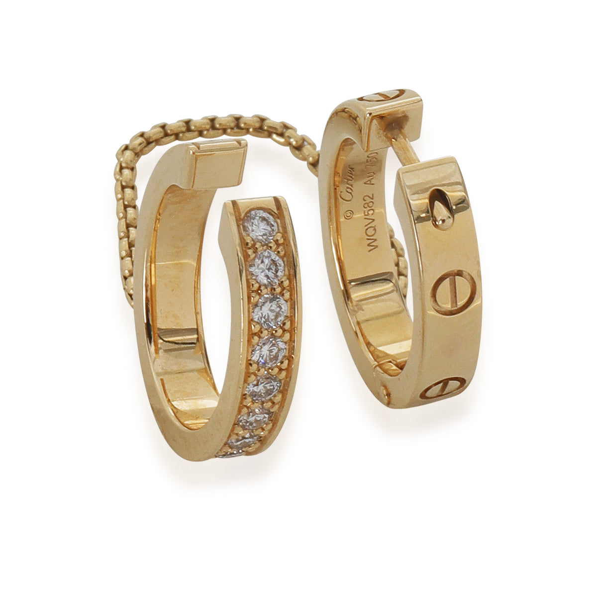 Yellow Gold Diamond Love Single Multi-Wear Earrings