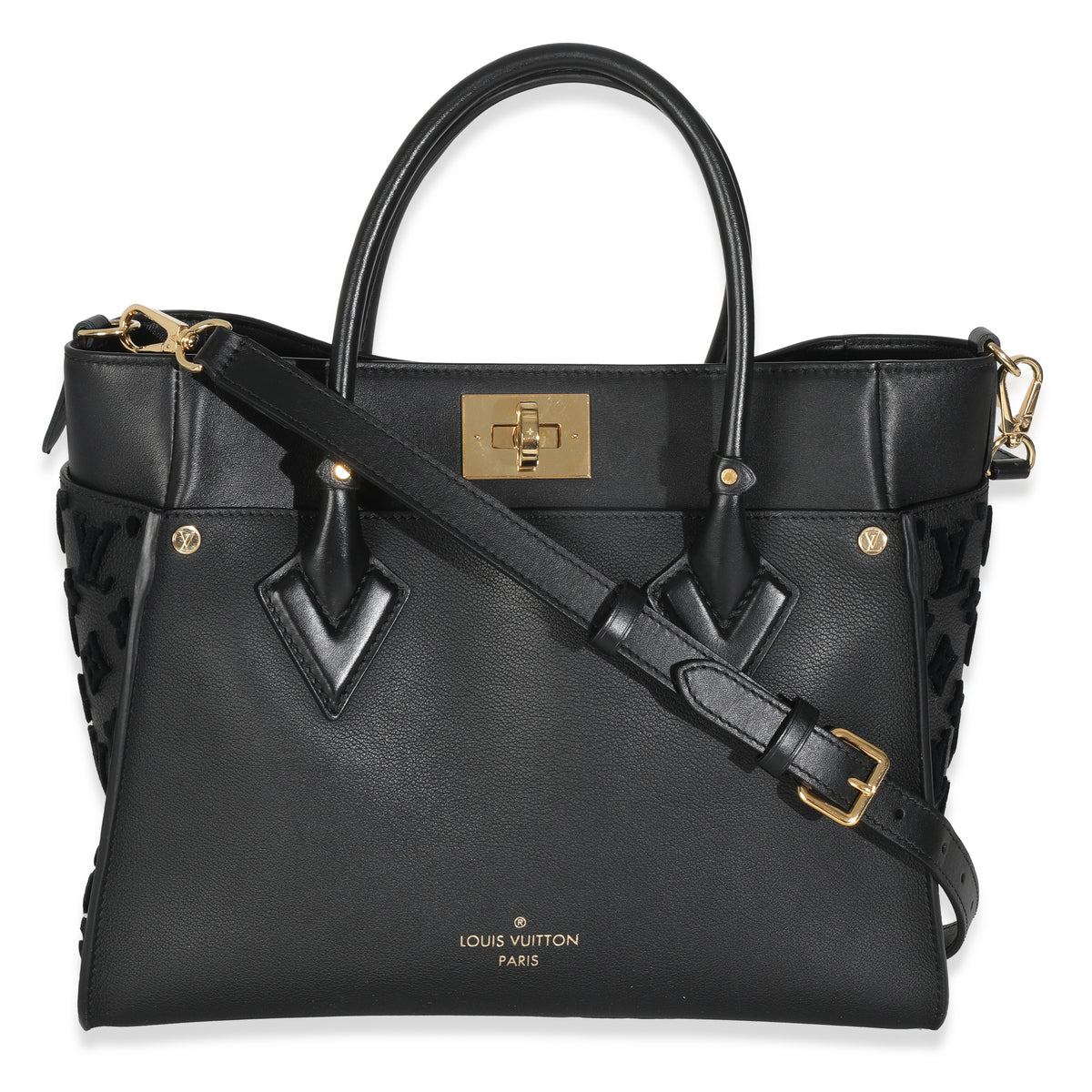 Black Calfskin Monogram Tufting On My Side MM