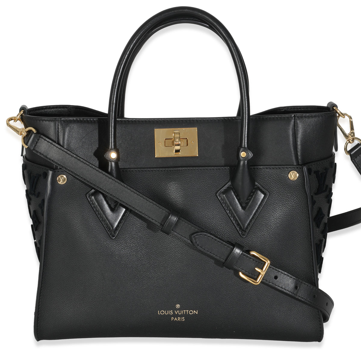 Black Calfskin Monogram Tufting On My Side MM