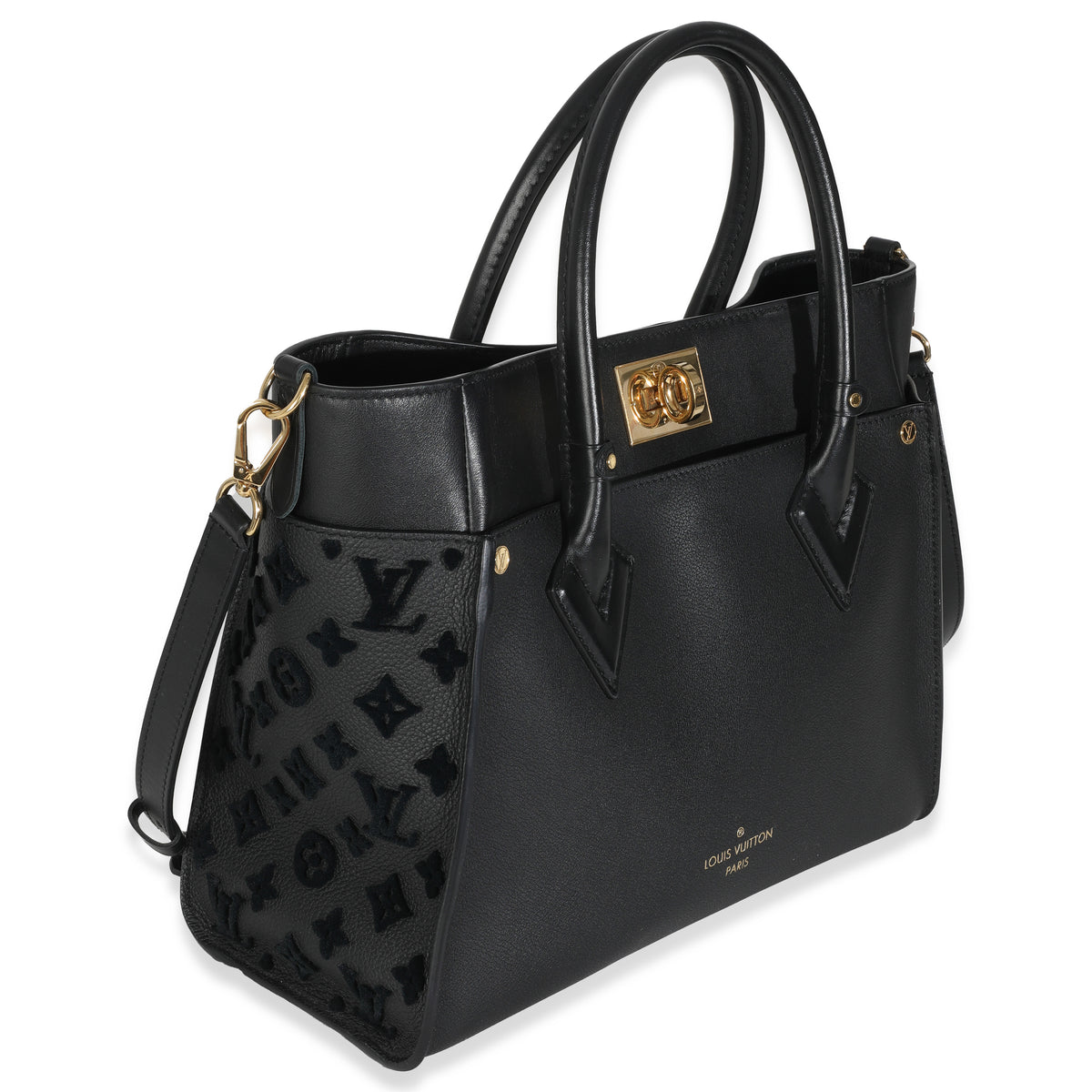 Black Calfskin Monogram Tufting On My Side MM