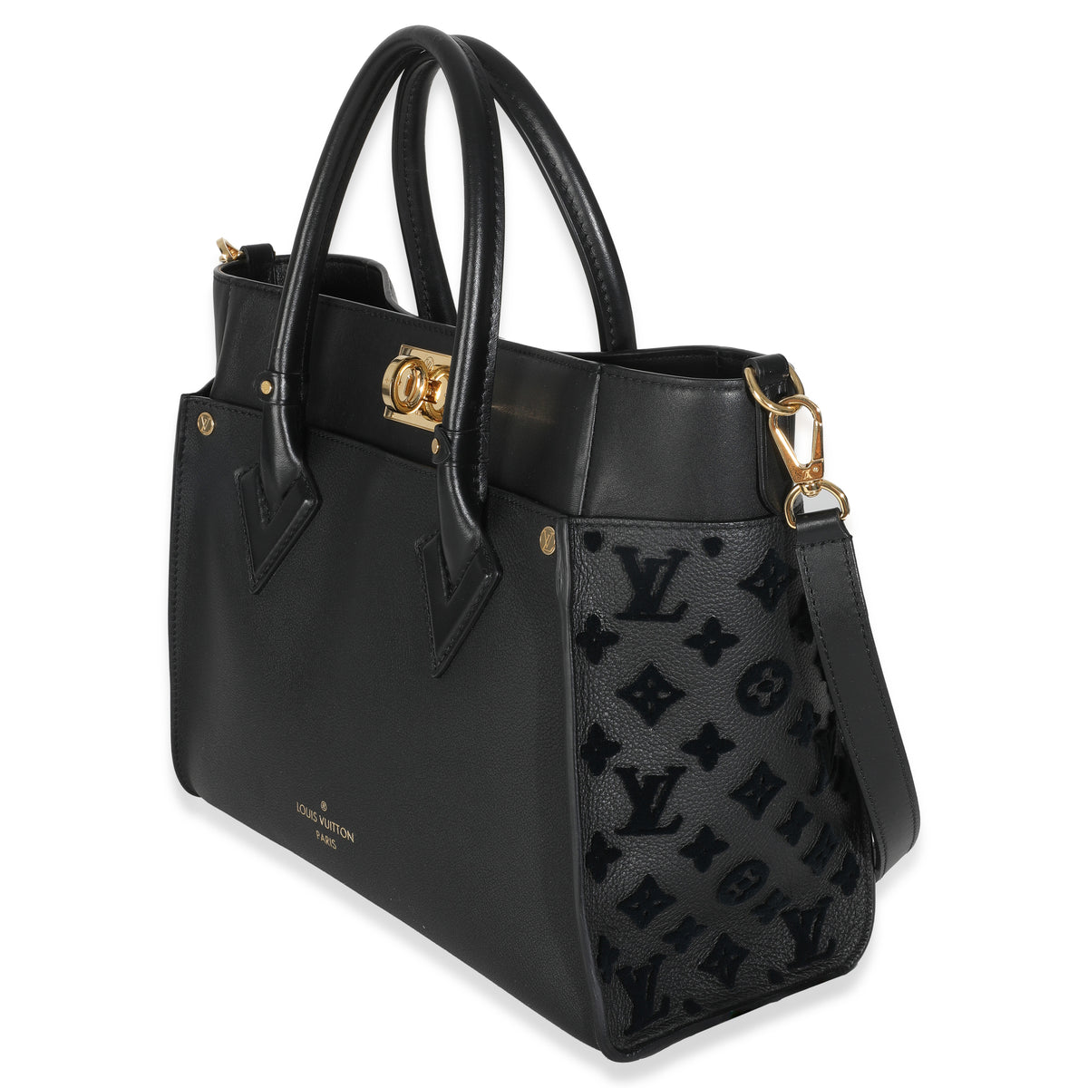 Black Calfskin Monogram Tufting On My Side MM