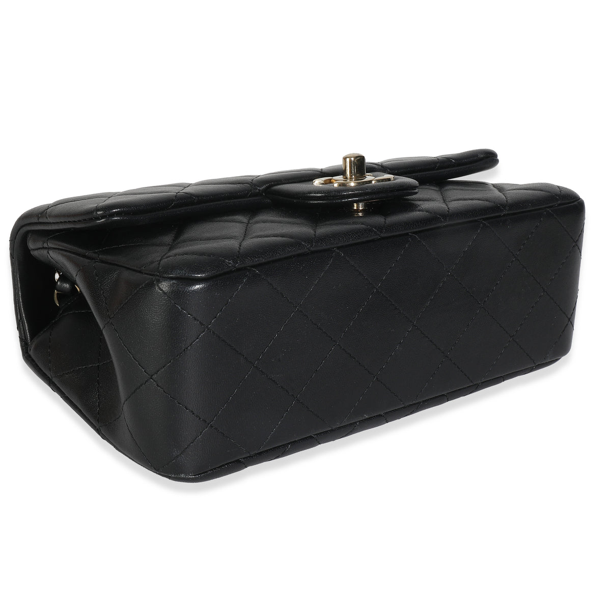 Black Quilted Lambskin Mini Rectangular Flap Bag