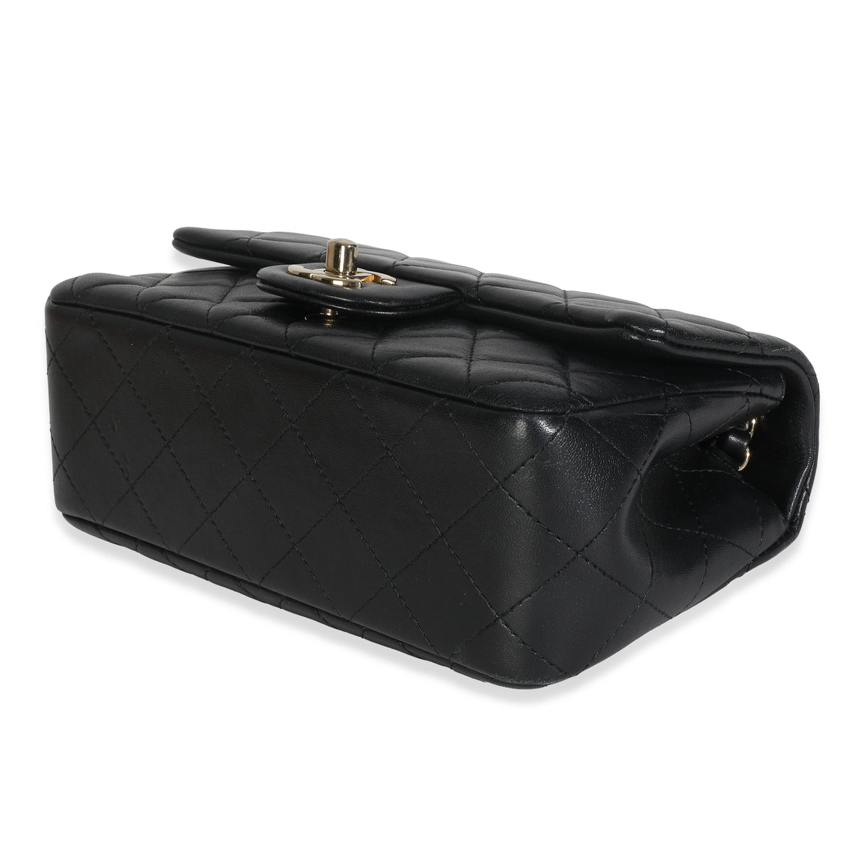 Black Quilted Lambskin Mini Rectangular Flap Bag