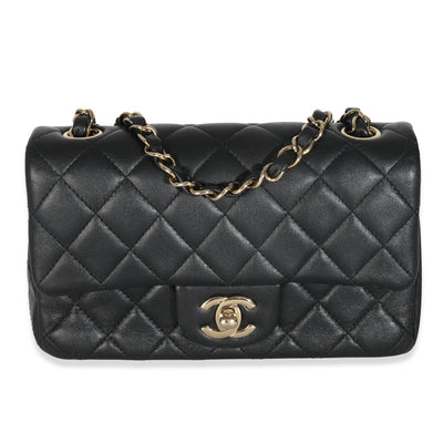 Black Quilted Lambskin Mini Rectangular Flap Bag