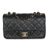 Black Quilted Lambskin Mini Rectangular Flap Bag