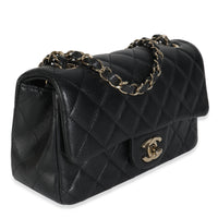 Black Quilted Lambskin Mini Rectangular Flap Bag