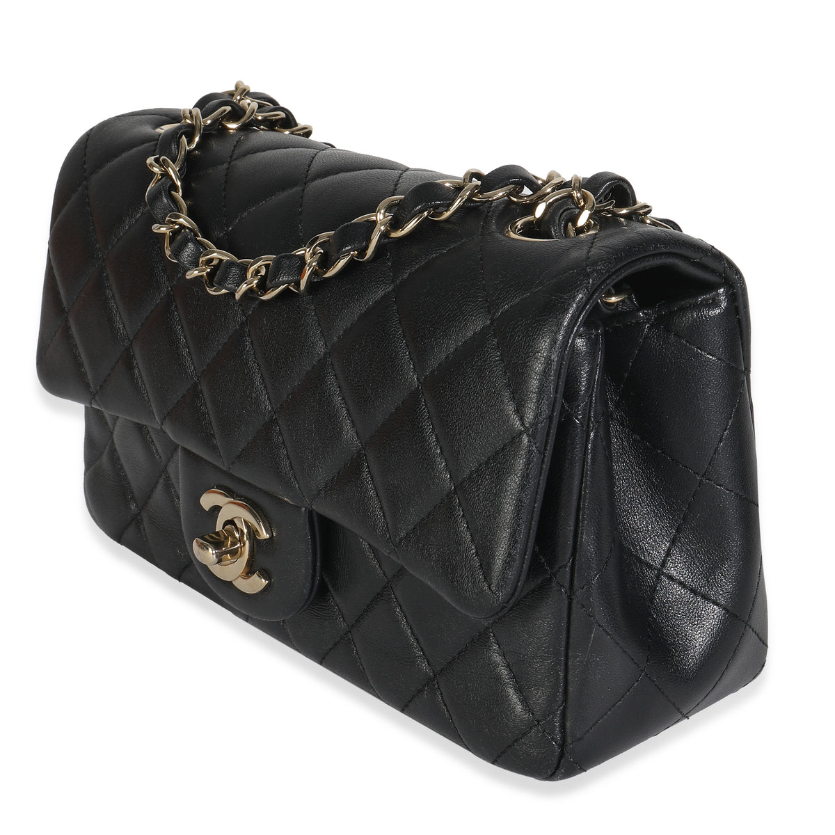 Black Quilted Lambskin Mini Rectangular Flap Bag