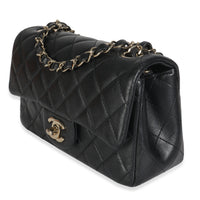 Black Quilted Lambskin Mini Rectangular Flap Bag