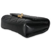 Black Quilted Lambskin Small CC Crystal Logo Chain Flap Bag