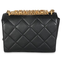 Black Quilted Lambskin Small CC Crystal Logo Chain Flap Bag