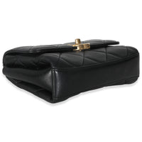 Black Quilted Lambskin Small CC Crystal Logo Chain Flap Bag