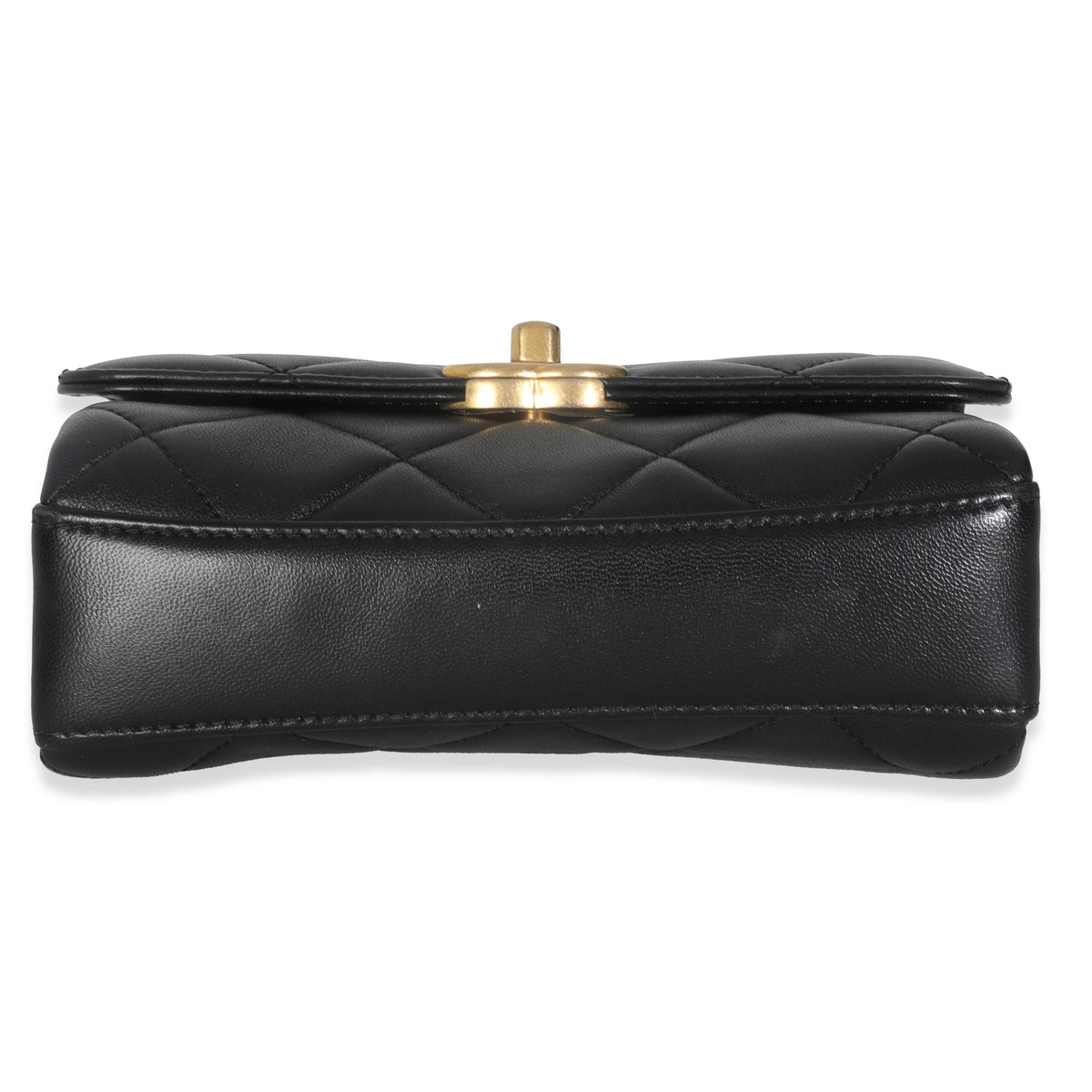 Black Quilted Lambskin Small CC Crystal Logo Chain Flap Bag