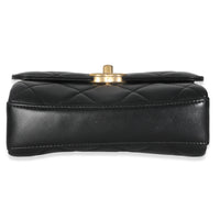 Black Quilted Lambskin Small CC Crystal Logo Chain Flap Bag