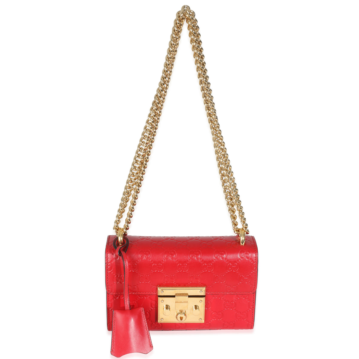 Red Guccissima Small Padlock Shoulder Bag