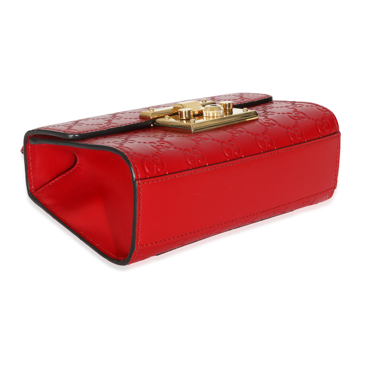 Red Guccissima Small Padlock Shoulder Bag