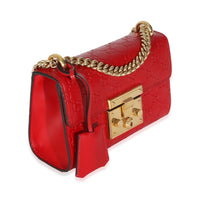 Red Guccissima Small Padlock Shoulder Bag