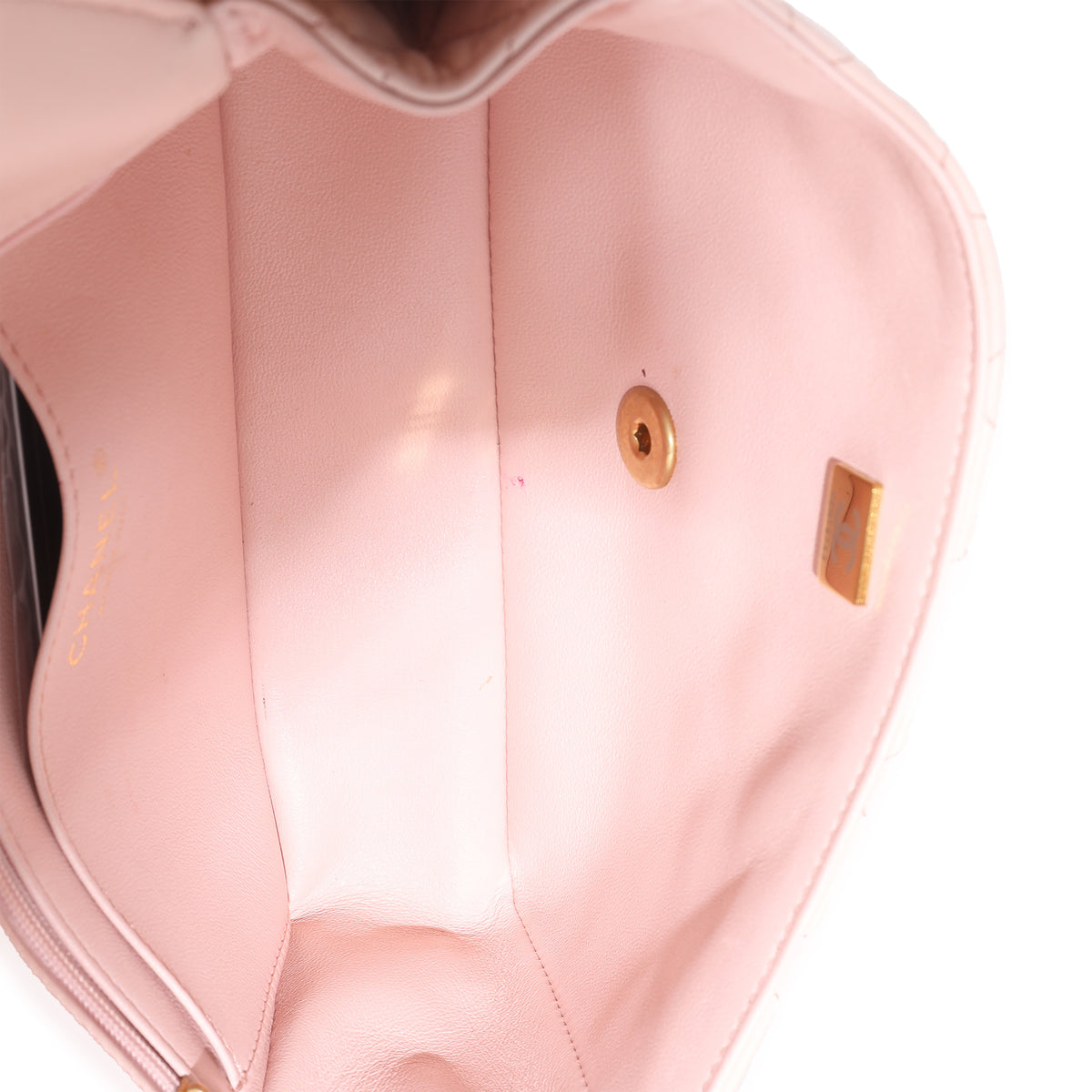 Light Pink Quilted Lambskin Small Metal Top Handle Flap Bag