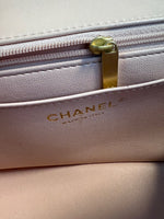 Light Pink Quilted Lambskin Small Metal Top Handle Flap Bag