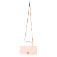 Light Pink Quilted Lambskin Small Metal Top Handle Flap Bag
