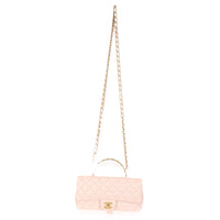 Light Pink Quilted Lambskin Small Metal Top Handle Flap Bag