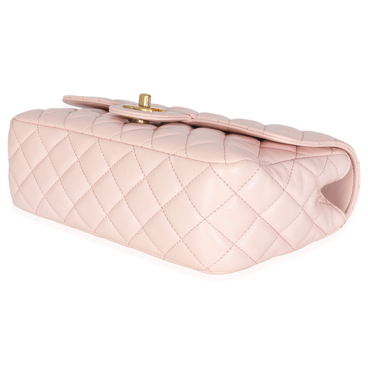Light Pink Quilted Lambskin Small Metal Top Handle Flap Bag