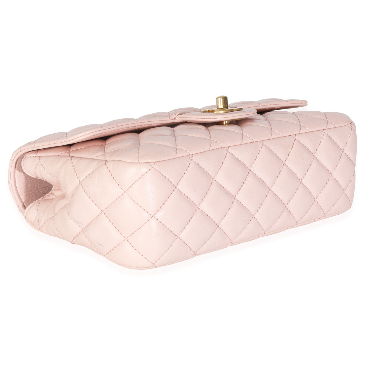 Light Pink Quilted Lambskin Small Metal Top Handle Flap Bag