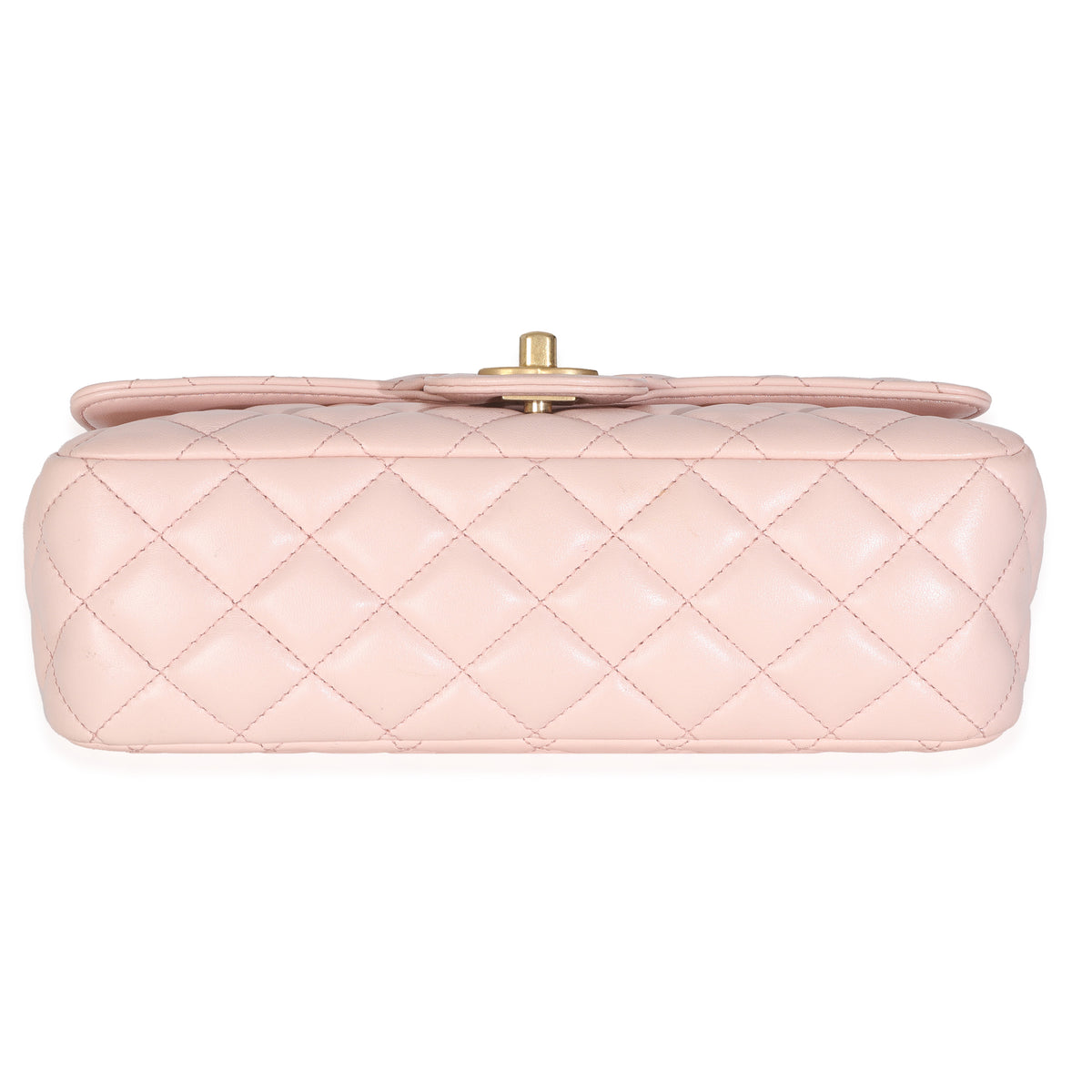 Light Pink Quilted Lambskin Small Metal Top Handle Flap Bag