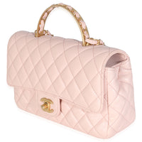 Light Pink Quilted Lambskin Small Metal Top Handle Flap Bag