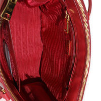 Red Saffiano Small Double Zip Tote
