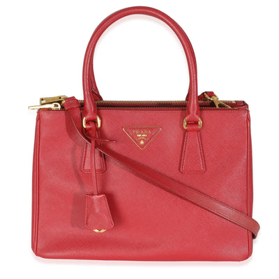 Red Saffiano Small Double Zip Tote