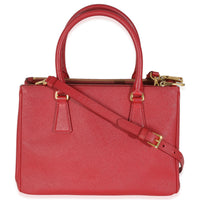 Red Saffiano Small Double Zip Tote