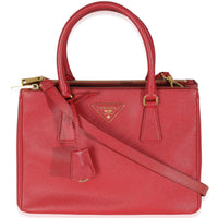 Red Saffiano Small Double Zip Tote
