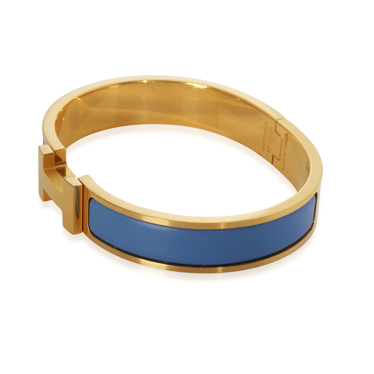 Gold-Plated  Clic HH In Bleu Turquin Mat Bracelet