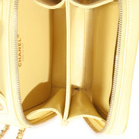 Yellow Quilted Caviar Small CC Filigree Vanity Case