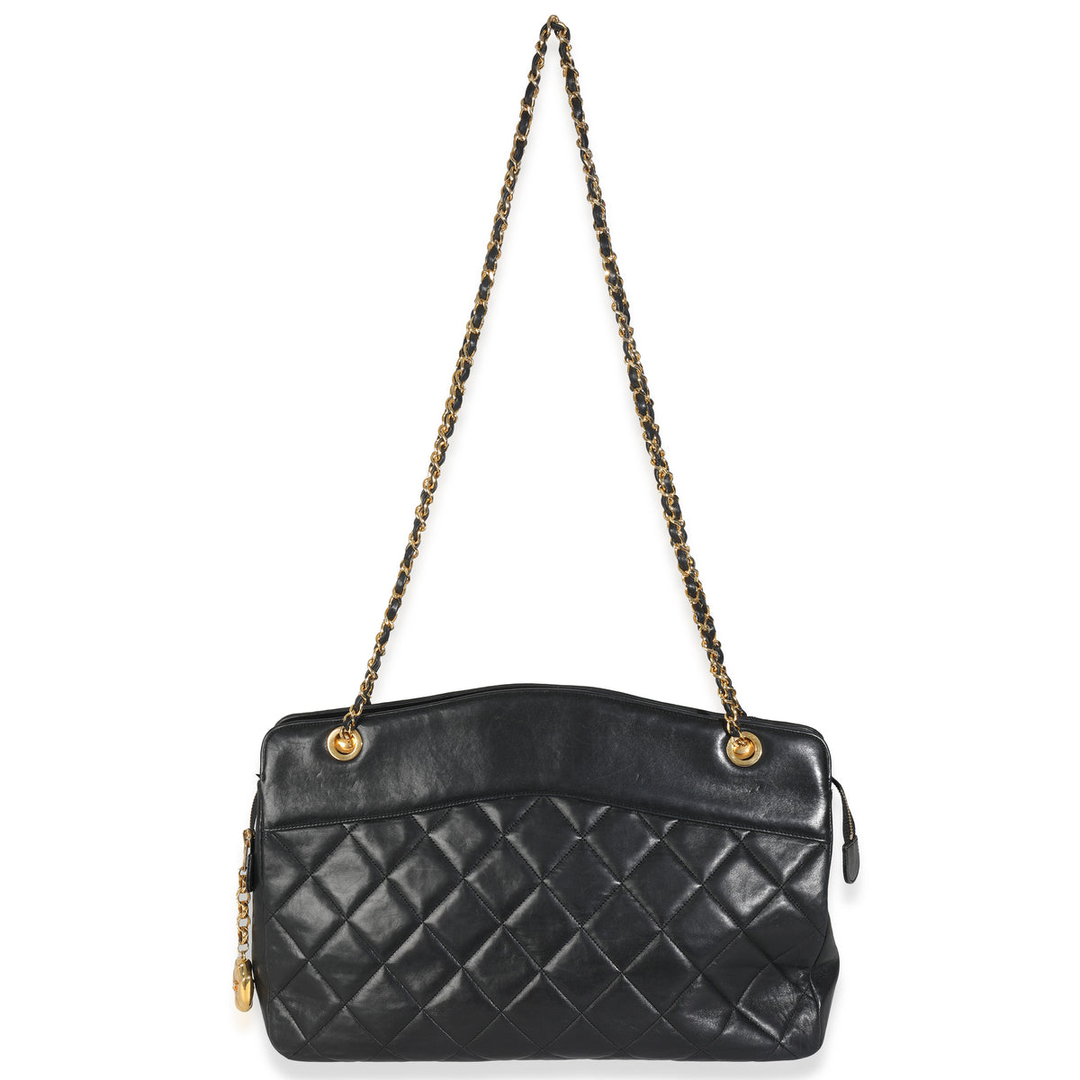 Vintage Black Quilted Lambskin Matelasse Chain Shoulder Bag