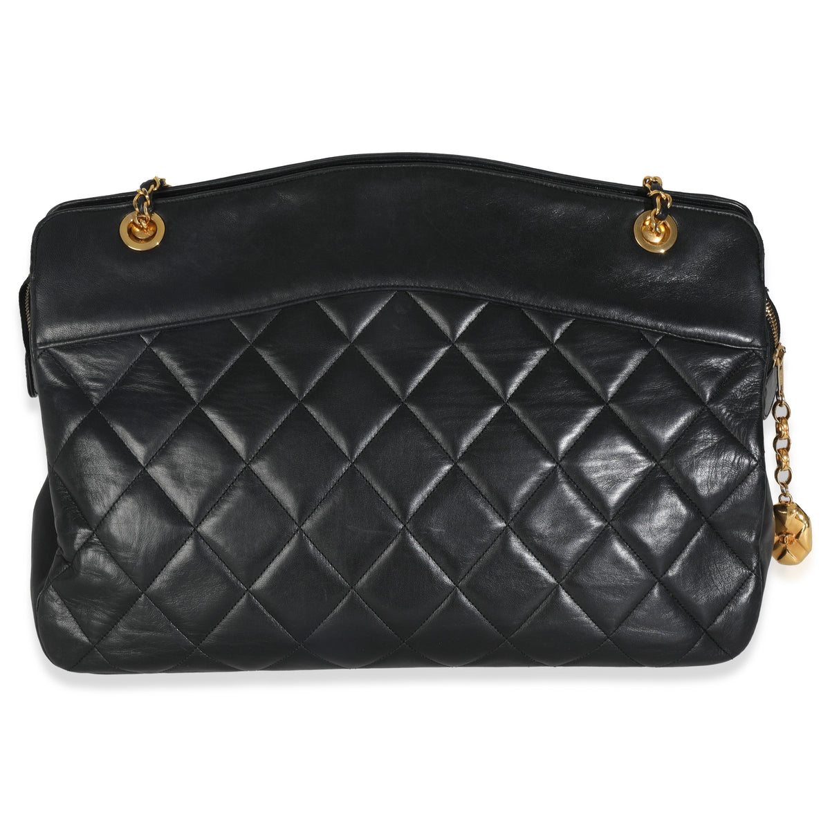 Vintage Black Quilted Lambskin Matelasse Chain Shoulder Bag